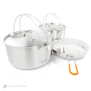 ست ظروف 8 نفره جی اس آی مدل Glacier Stainless Troop Cookset
